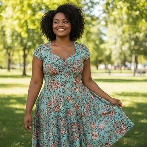 Hell Bunny Sasha Calavera Day of The Dead Flower Sugar Skull  Dress 4 XL